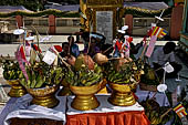 Yangon Myanmar. Offers presented by worshippers at Botataung Paya.